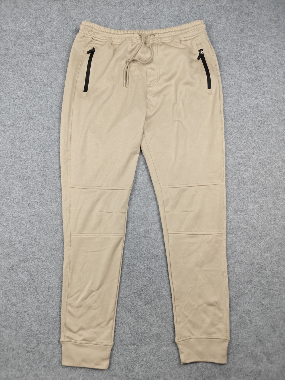 Burnside Pants Mens Large Beige Jogger Fleece Elastic Waist Drawstring Pockets